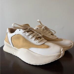 Sorel Cream and Tan Low-Top Sneakers